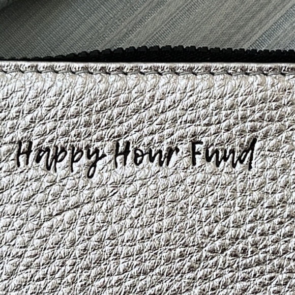 Aimee Kestenberg Silver Leather "Happy Hour Fund" zippered pouch - NWT - Picture 2 of 7